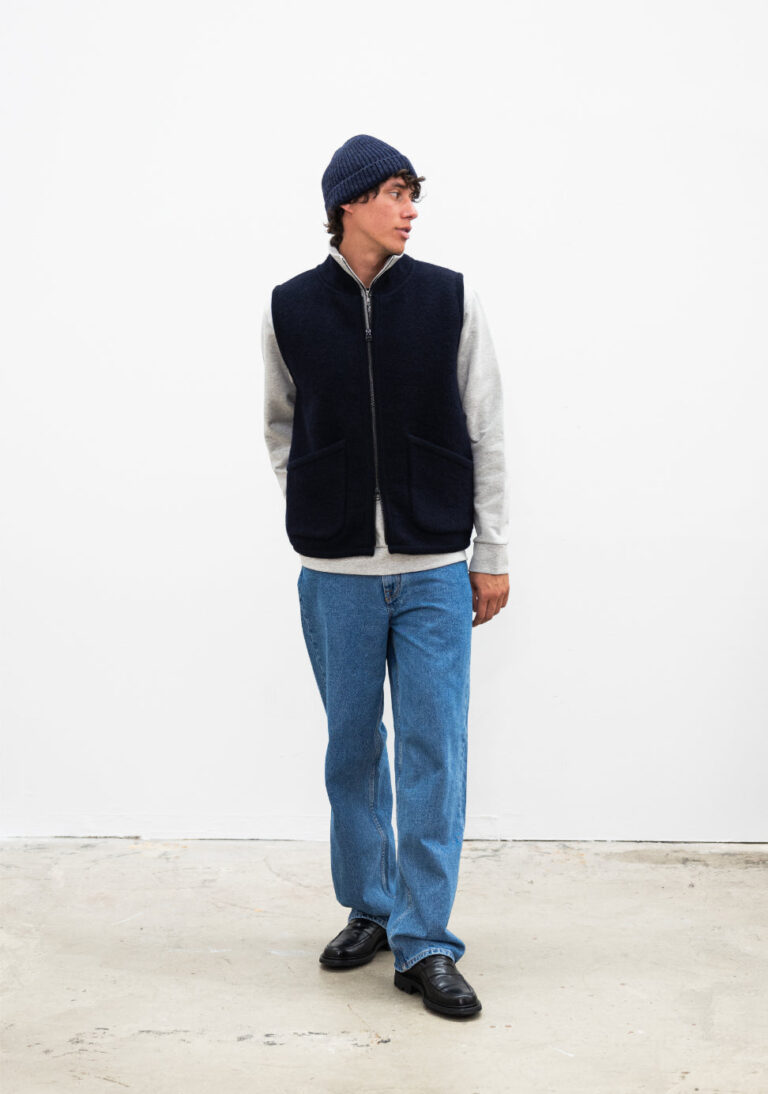 100% Laine bouillie fabriquée en France - Veste sans manche RIVO Navy – XL